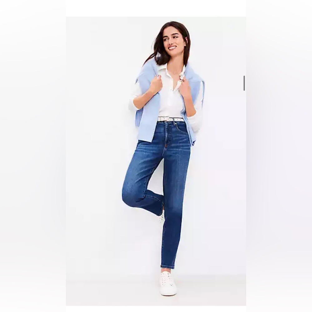 LOFT High Rise Slim Jeans in Dark Wash